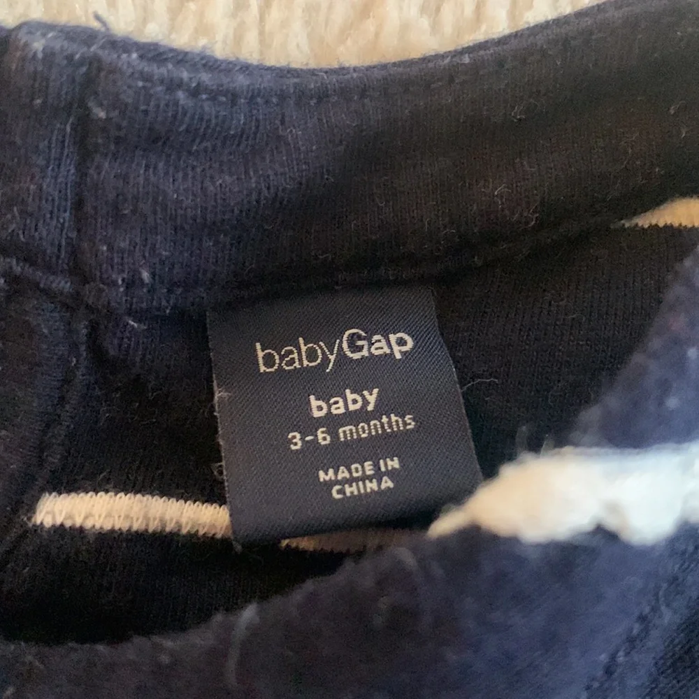 Gap Baby Girl 3-6M Navy & White Stripe Dress EUC